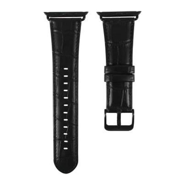 Santa Barbara Polo Racquet Genuine Leather Strap For Apple Watch 42 44mm Black (1)
